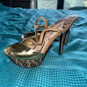 Gold platform stiletto heels - preloved
